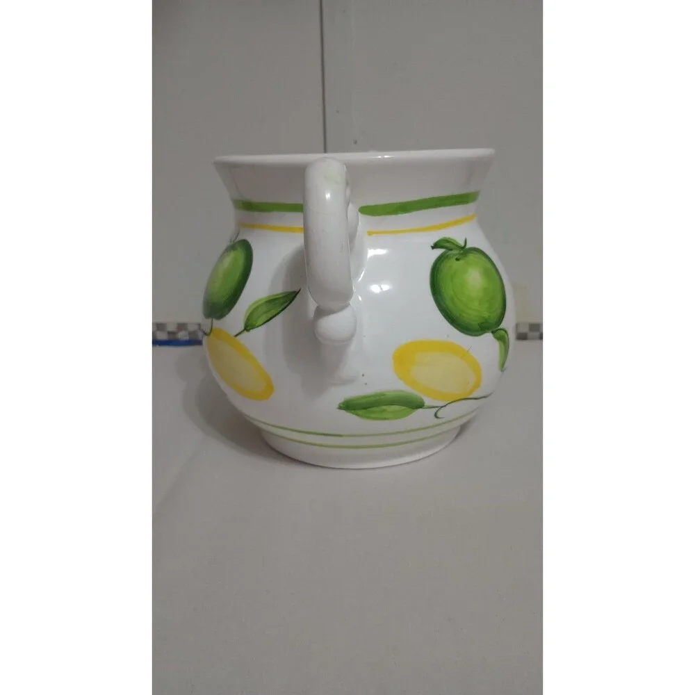 Vtg 1998 Cracker Barrel Cookie Jar (No Lid) Lemons Apple Kitchen Decor Cottage